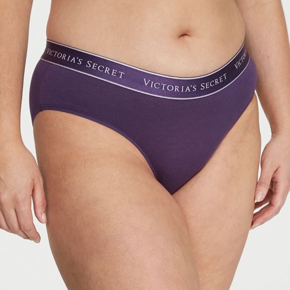 Victoria's Secret Logo Cotton Hiphugger Panty Valiant Purple Large NEW - Picture 4 of 6